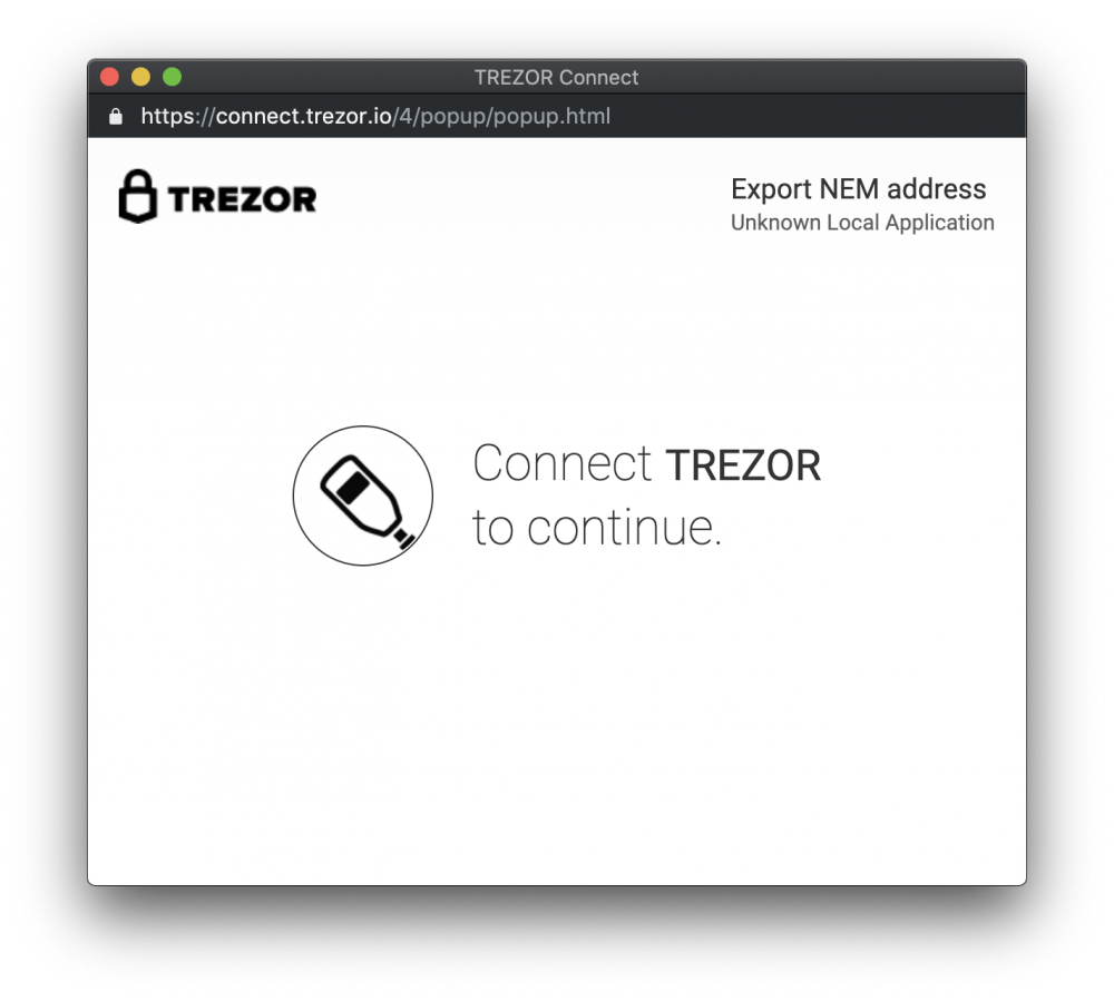 connect trezor to continue